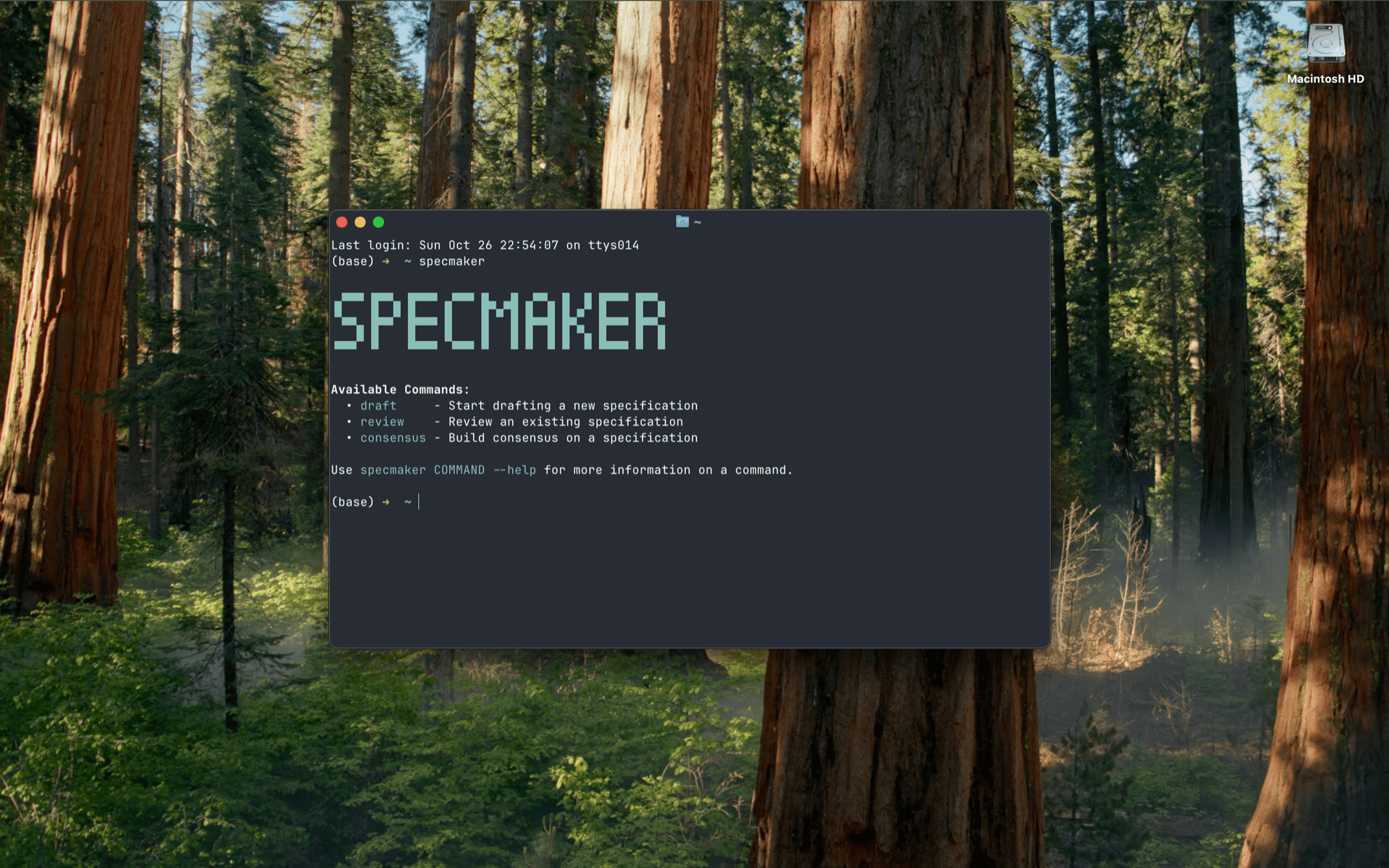SpecMaker CLI Terminal Screenshot